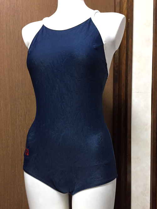 【ジュニア・スクール水着】フットマーク　白いパイピングが可愛い　王道人気の女子スク水　日本製♪ネイビー　Lサイズ